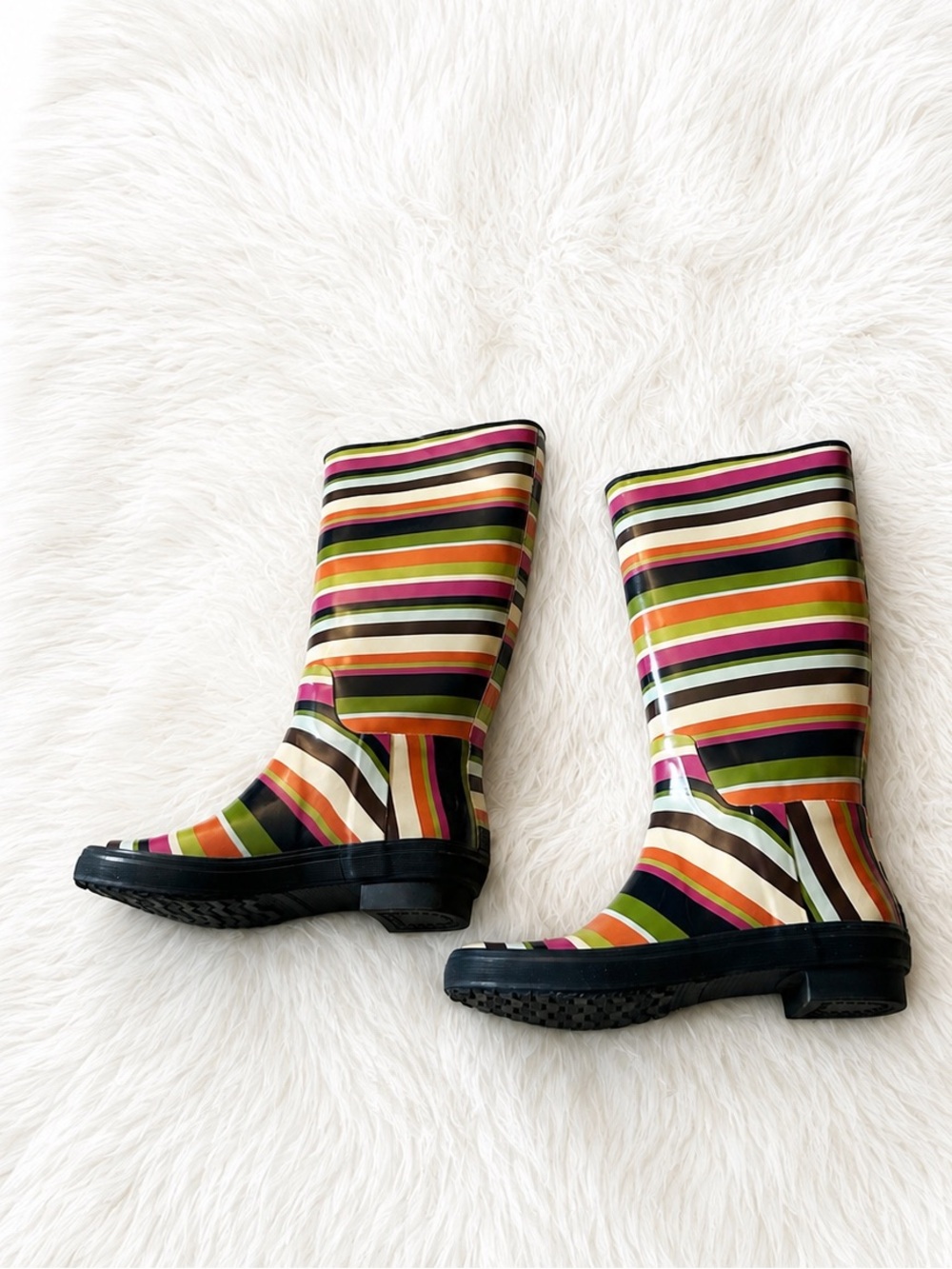 Coach Multicolor Striped Rain Boots Size 7B - Picture 7 of 10